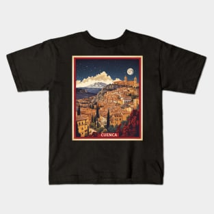 Cuenca Spain Starry Night Travel Tourism Retro Vintage Kids T-Shirt